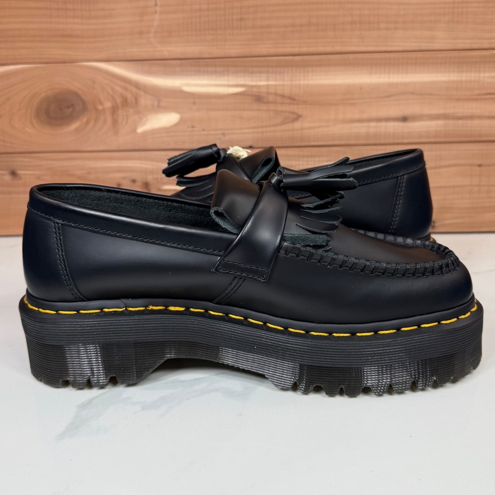 Dr Martens Women's Adrian Quad Black Leather Platform‎ Loafer Shoes size 9 - Picture 11 of 16